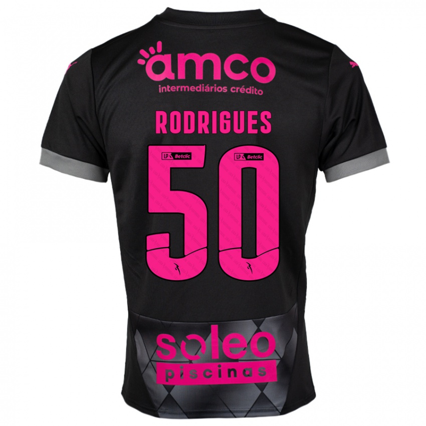 Niño Camiseta Diego Rodrigues #50 Negro Rosa 2ª Equipación 2024/25 La Camisa Chile