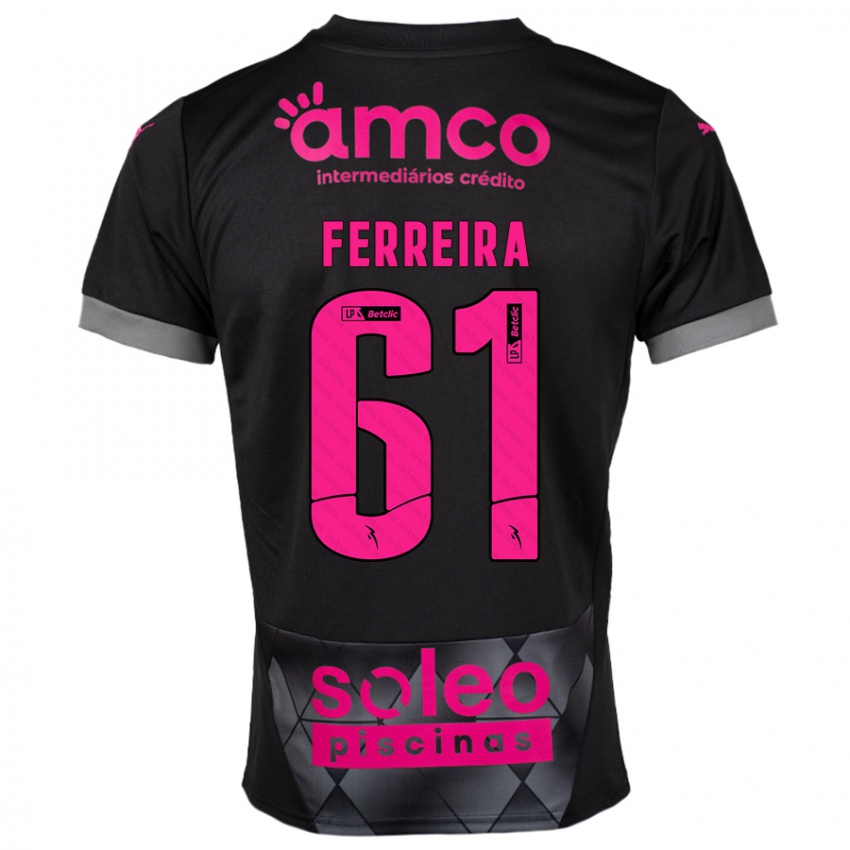 Niño Camiseta Tiago Ferreira #61 Negro Rosa 2ª Equipación 2024/25 La Camisa Chile