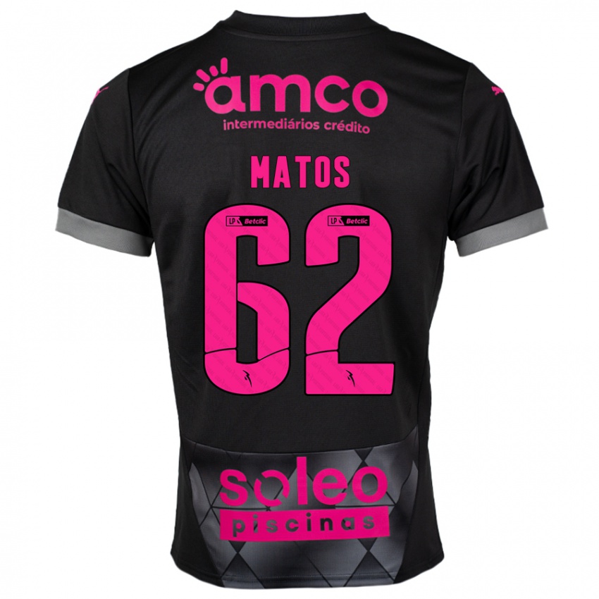 Niño Camiseta Nuno Matos #62 Negro Rosa 2ª Equipación 2024/25 La Camisa Chile