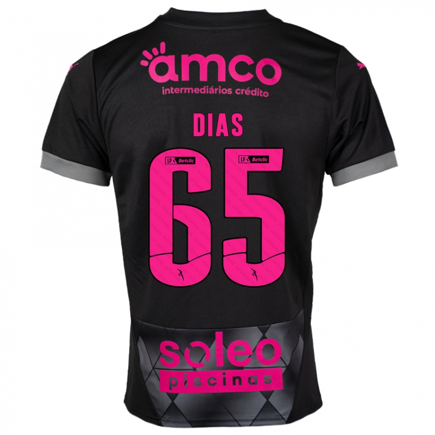 Niño Camiseta Leandro Dias #65 Negro Rosa 2ª Equipación 2024/25 La Camisa Chile