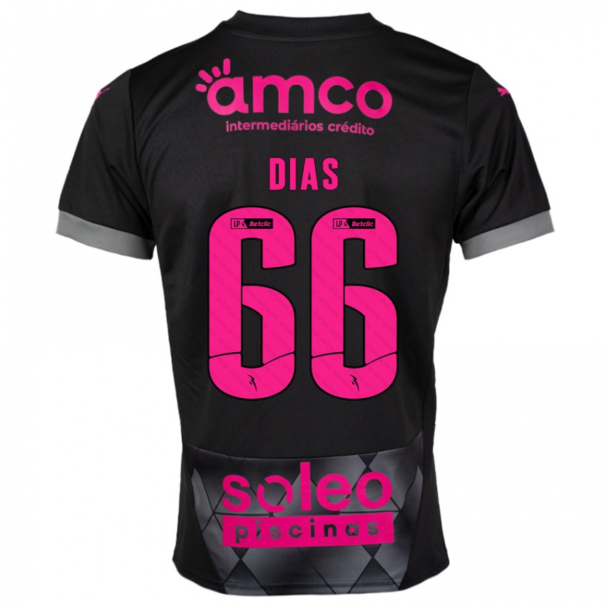 Niño Camiseta Gonçalo Dias #66 Negro Rosa 2ª Equipación 2024/25 La Camisa Chile