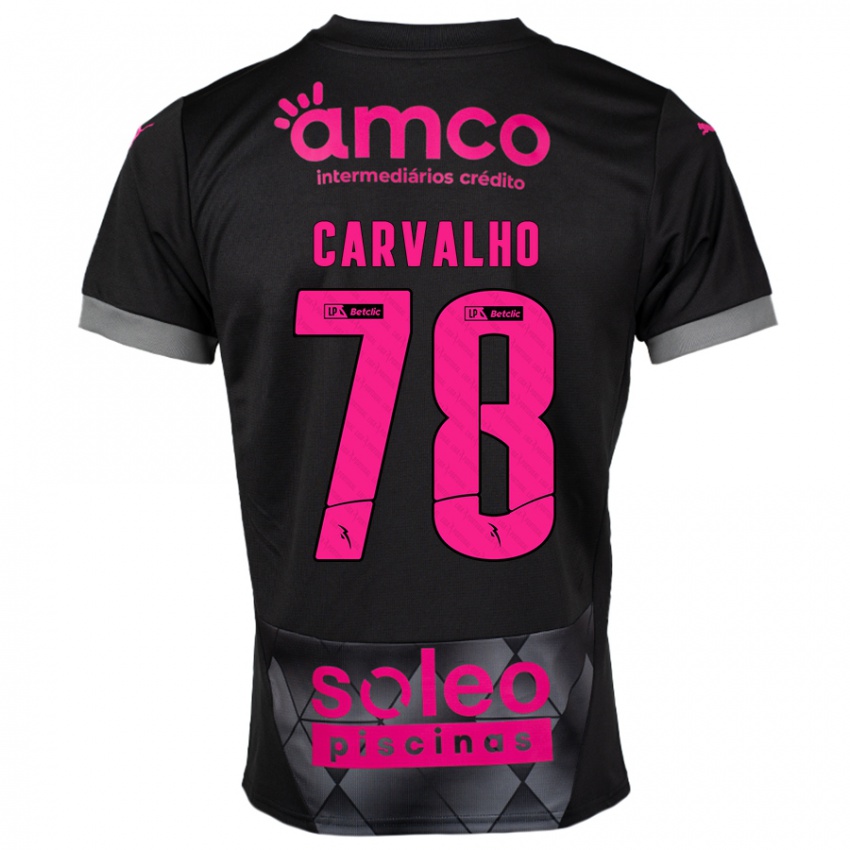 Niño Camiseta João Carvalho #78 Negro Rosa 2ª Equipación 2024/25 La Camisa Chile