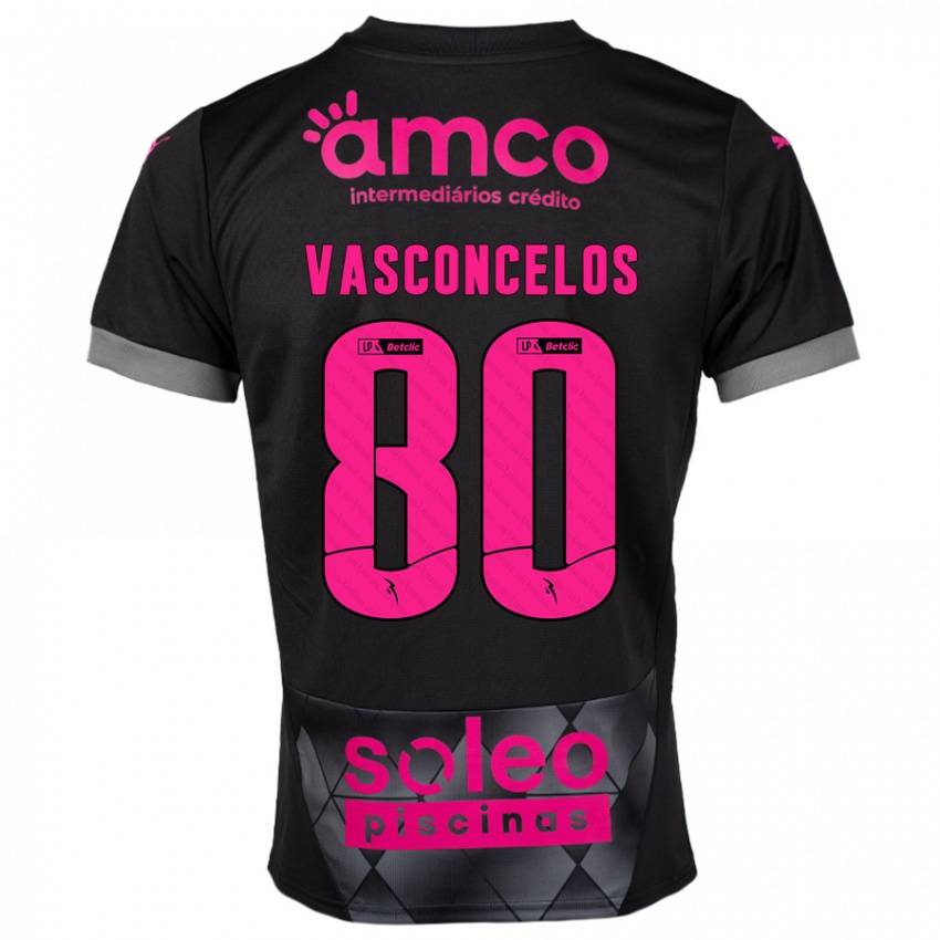 Niño Camiseta Vasconcelos #80 Negro Rosa 2ª Equipación 2024/25 La Camisa Chile