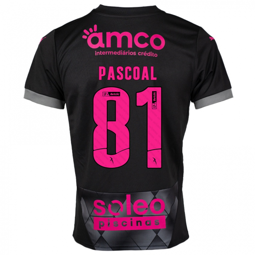 Niño Camiseta Fodé Pascoal #81 Negro Rosa 2ª Equipación 2024/25 La Camisa Chile