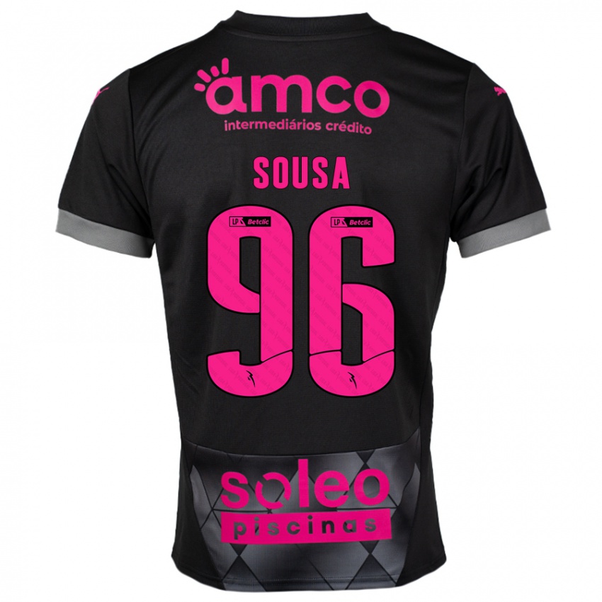 Niño Camiseta Afonso Sousa #96 Negro Rosa 2ª Equipación 2024/25 La Camisa Chile