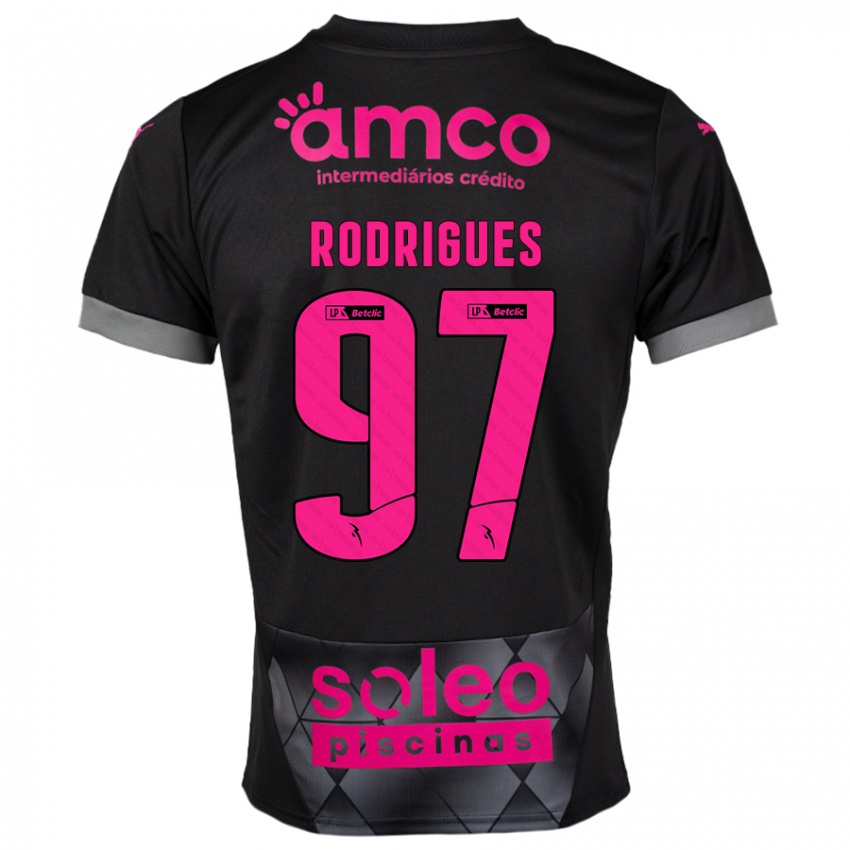 Niño Camiseta Dinis Rodrigues #97 Negro Rosa 2ª Equipación 2024/25 La Camisa Chile