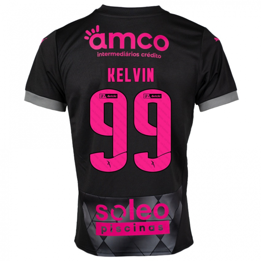 Niño Camiseta Kauan Kelvin #99 Negro Rosa 2ª Equipación 2024/25 La Camisa Chile