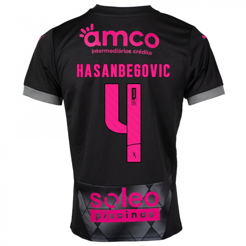 Niño Camiseta Melisa Hasanbegović #4 Negro Rosa 2ª Equipación 2024/25 La Camisa Chile