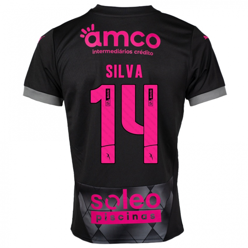 Niño Camiseta Dolores Silva #14 Negro Rosa 2ª Equipación 2024/25 La Camisa Chile