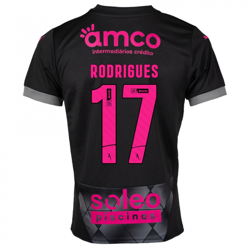 Niño Camiseta Tânia Rodrigues #17 Negro Rosa 2ª Equipación 2024/25 La Camisa Chile