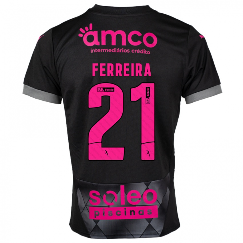 Niño Camiseta Ana Carolina Ferreira #21 Negro Rosa 2ª Equipación 2024/25 La Camisa Chile