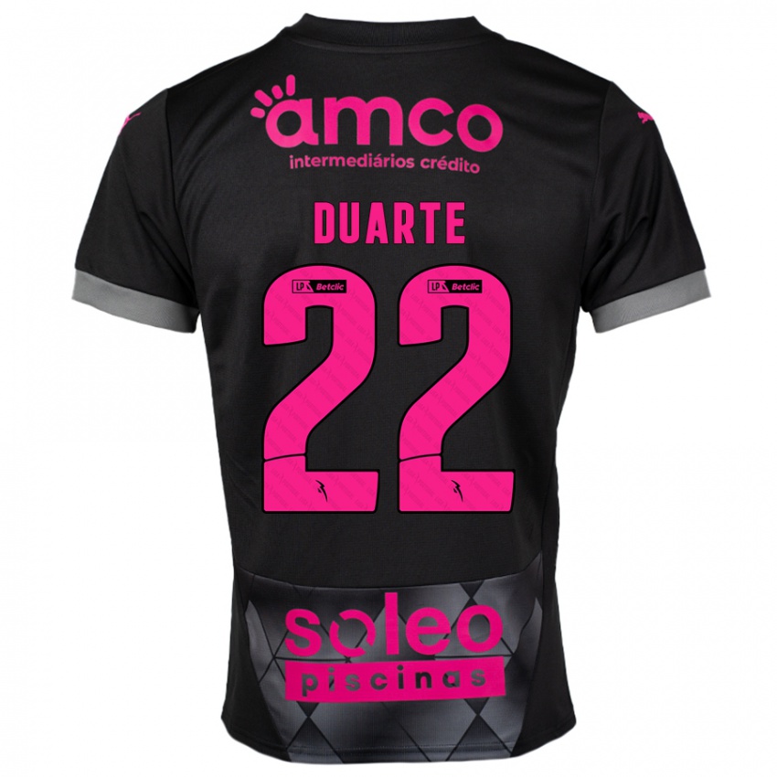 Niño Camiseta Vânia Duarte #22 Negro Rosa 2ª Equipación 2024/25 La Camisa Chile