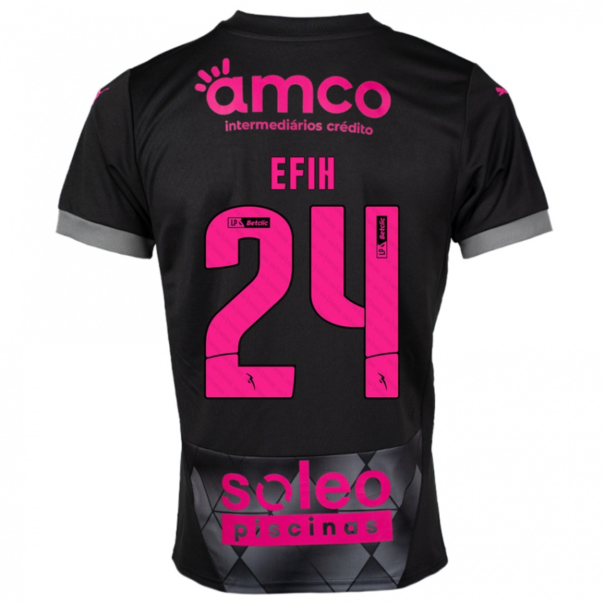 Niño Camiseta Peace Efih #24 Negro Rosa 2ª Equipación 2024/25 La Camisa Chile