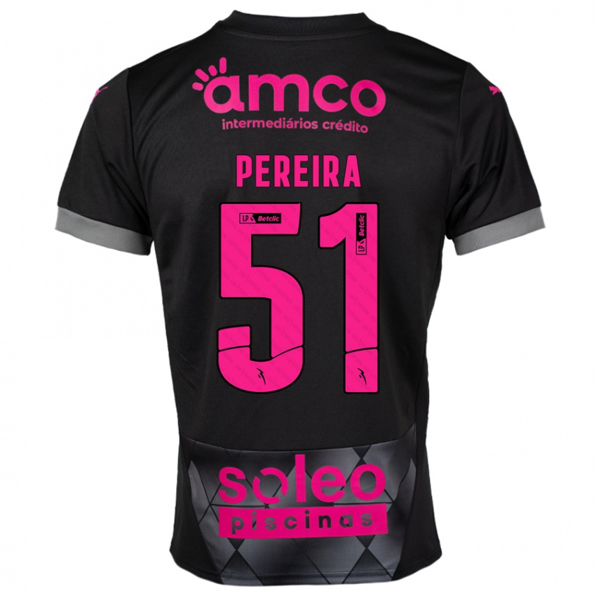 Niño Camiseta Evy Pereira #51 Negro Rosa 2ª Equipación 2024/25 La Camisa Chile