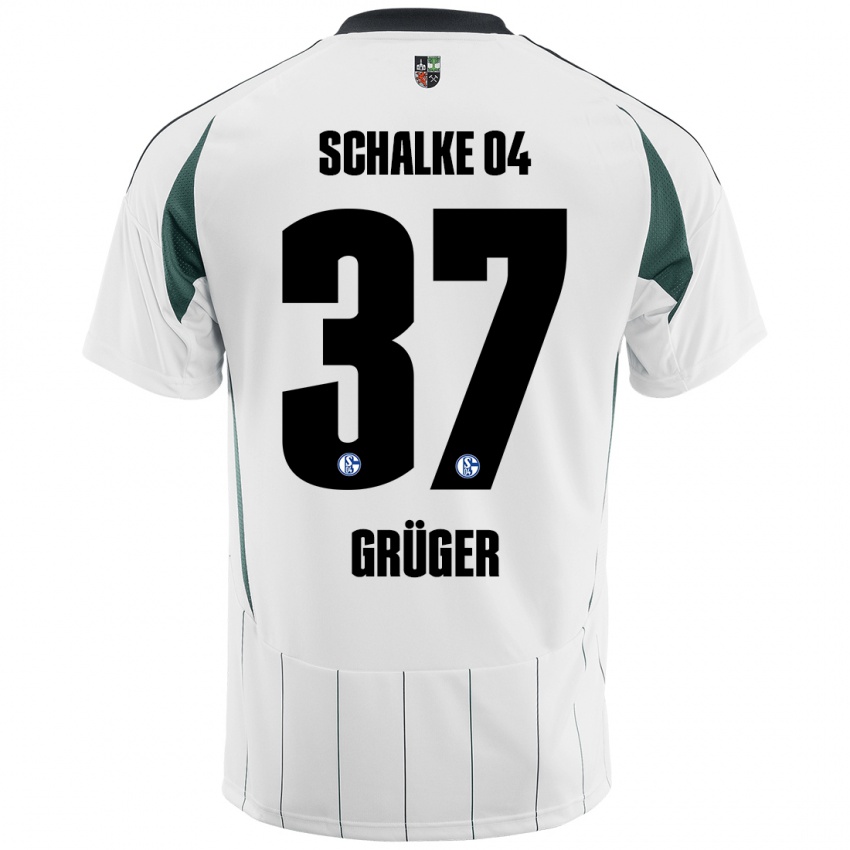 Niño Camiseta Max Grüger #37 Blanco Verde 2ª Equipación 2024/25 La Camisa Chile