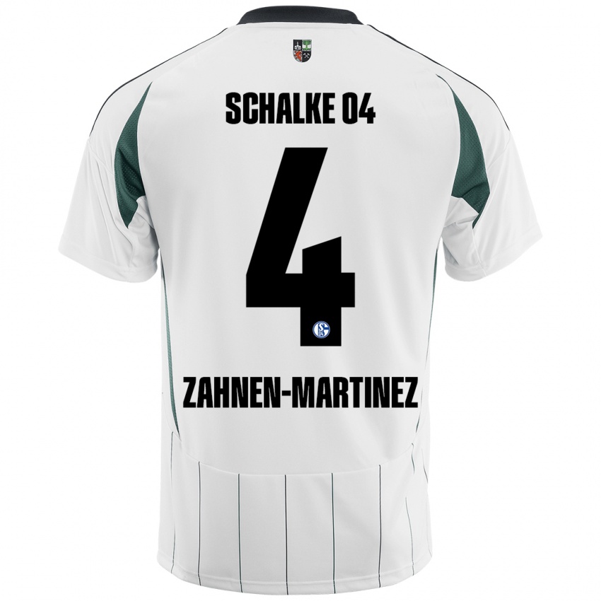 Niño Camiseta Pablo Zahnen-Martinez #4 Blanco Verde 2ª Equipación 2024/25 La Camisa Chile