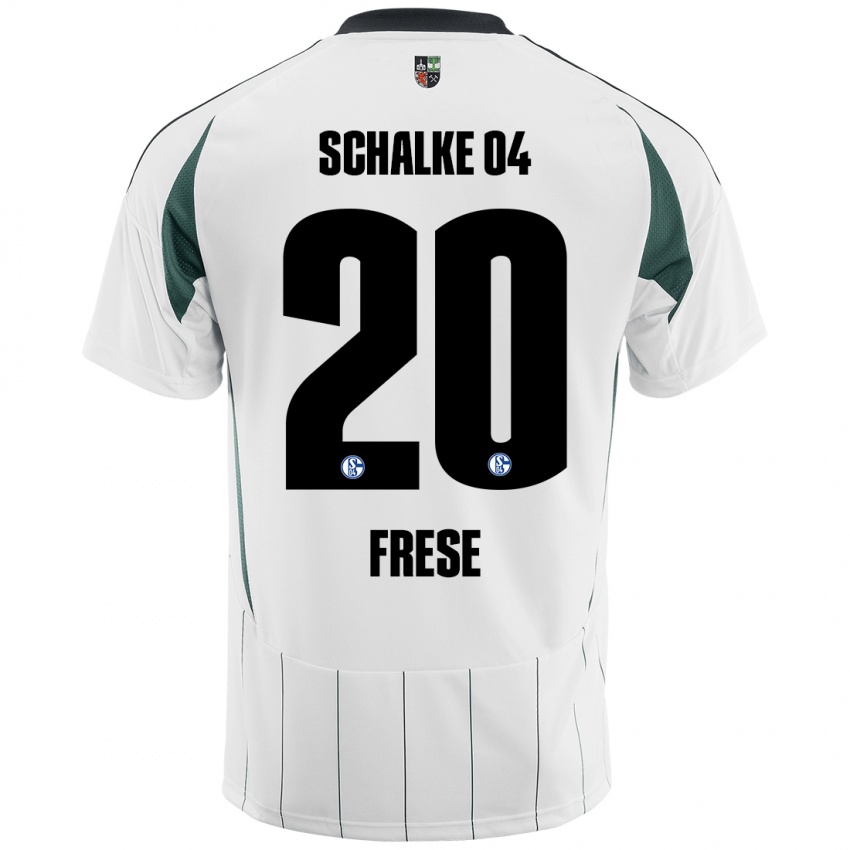 Niño Camiseta Niklas Frese #20 Blanco Verde 2ª Equipación 2024/25 La Camisa Chile