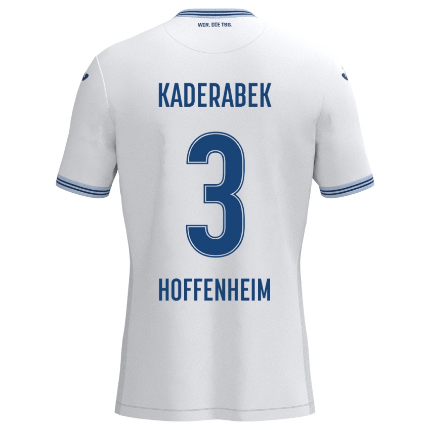 Niño Camiseta Pavel Kaderabek #3 Blanco Azul 2ª Equipación 2024/25 La Camisa Chile