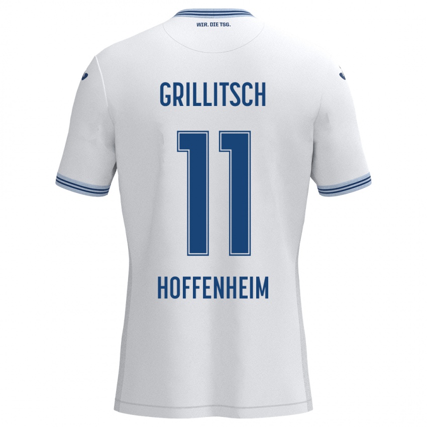 Niño Camiseta Florian Grillitsch #11 Blanco Azul 2ª Equipación 2024/25 La Camisa Chile