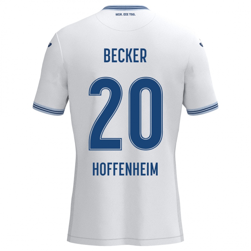 Niño Camiseta Finn Ole Becker #20 Blanco Azul 2ª Equipación 2024/25 La Camisa Chile