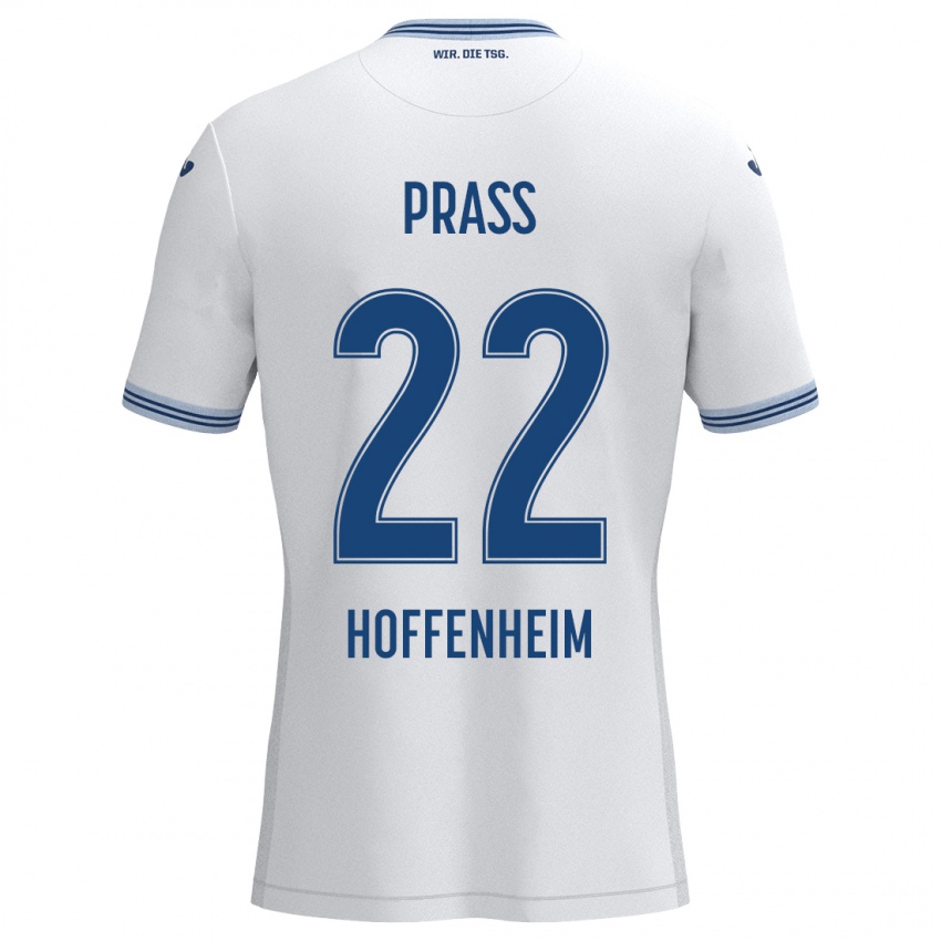 Niño Camiseta Alexander Prass #22 Blanco Azul 2ª Equipación 2024/25 La Camisa Chile