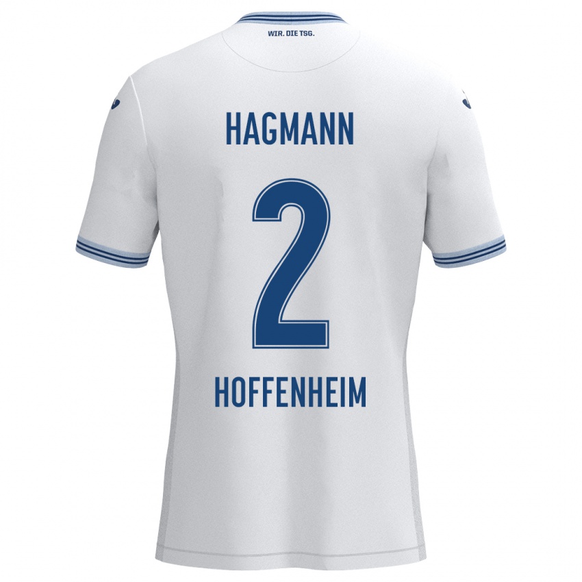 Niño Camiseta Felix Hagmann #2 Blanco Azul 2ª Equipación 2024/25 La Camisa Chile