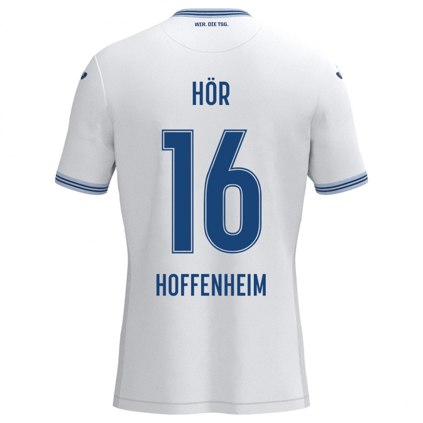 Niño Camiseta Yannis Hör #16 Blanco Azul 2ª Equipación 2024/25 La Camisa Chile