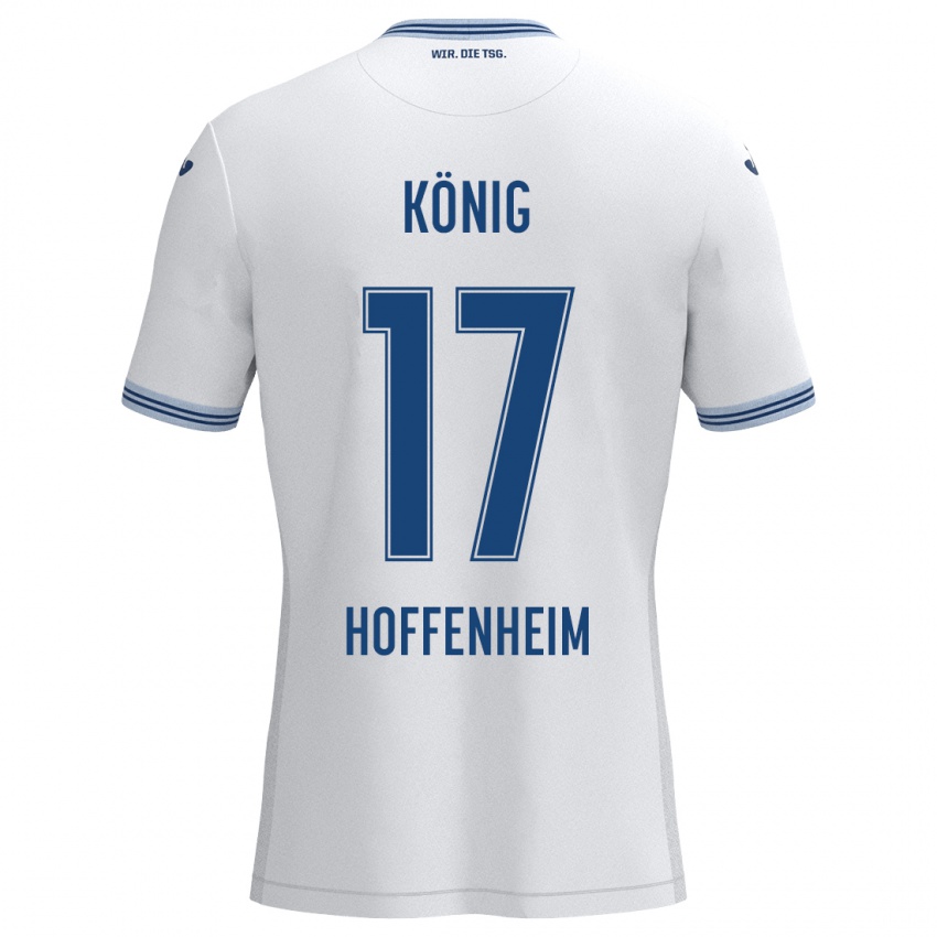 Niño Camiseta Noah König #17 Blanco Azul 2ª Equipación 2024/25 La Camisa Chile