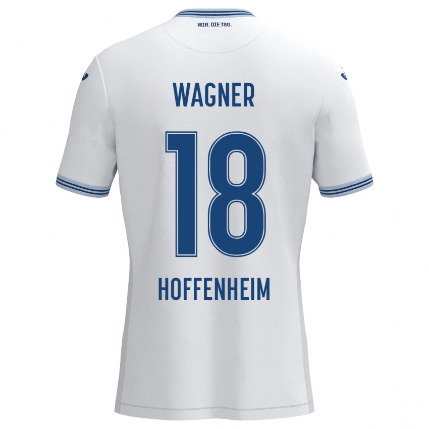 Niño Camiseta Ricardo Wagner #18 Blanco Azul 2ª Equipación 2024/25 La Camisa Chile