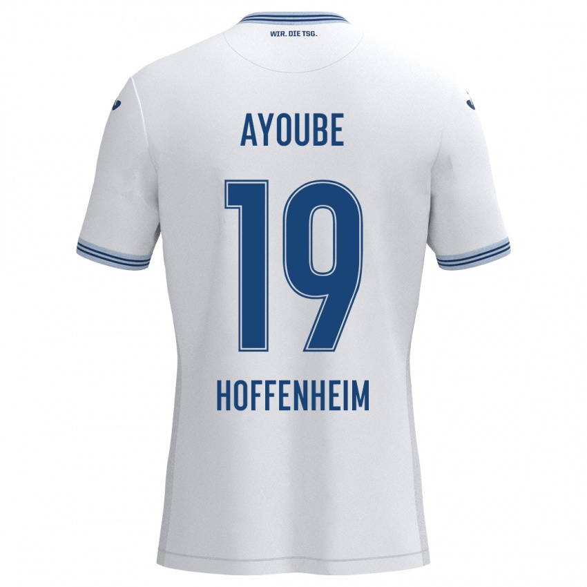 Niño Camiseta Ayoube Amaimouni-Echghouyab #19 Blanco Azul 2ª Equipación 2024/25 La Camisa Chile