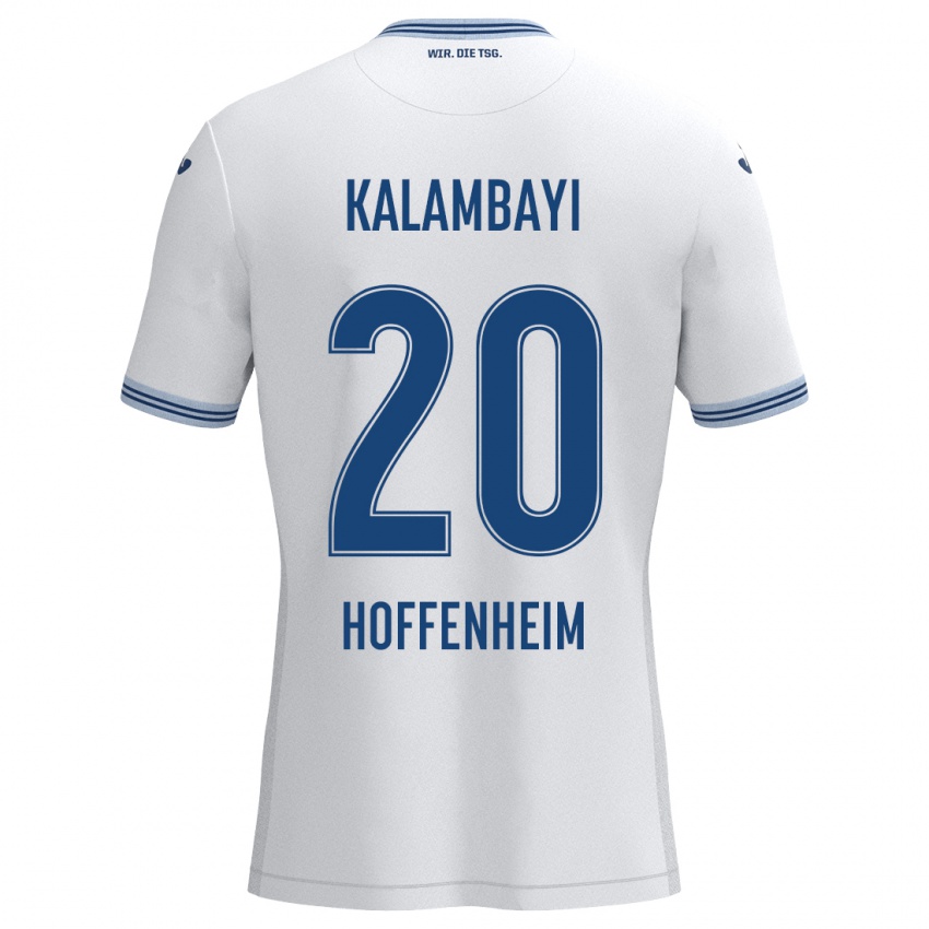 Niño Camiseta Simon Kalambayi #20 Blanco Azul 2ª Equipación 2024/25 La Camisa Chile