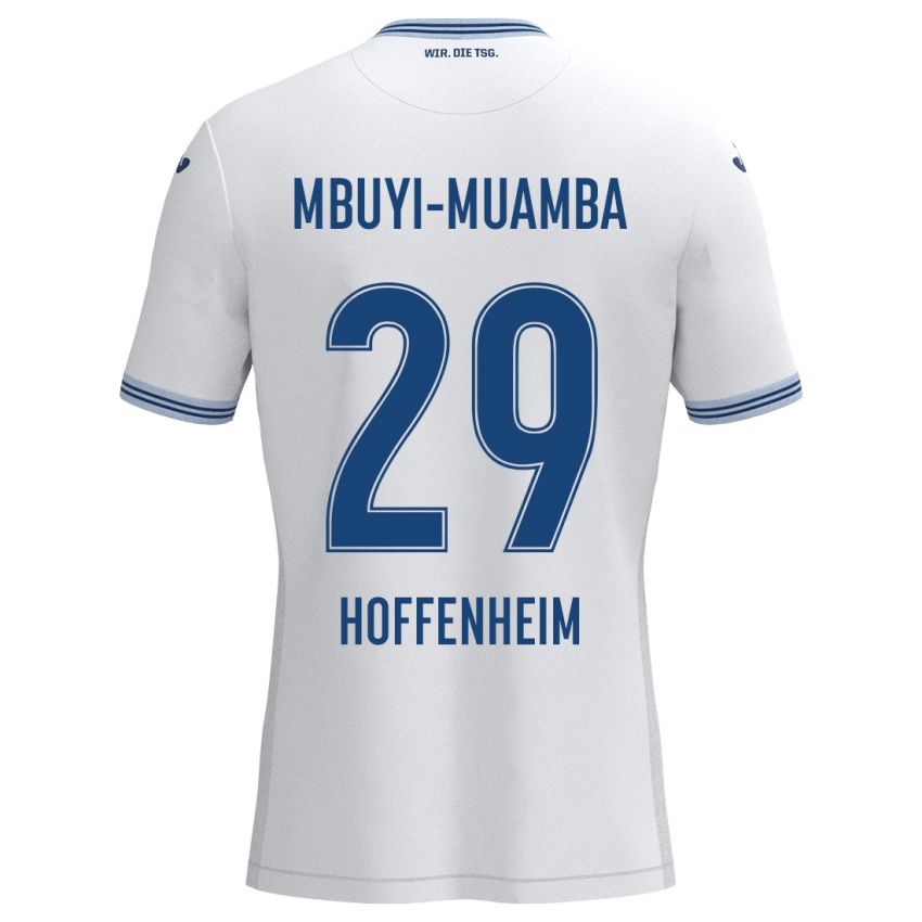 Niño Camiseta Hubert Mbuyi-Muamba #29 Blanco Azul 2ª Equipación 2024/25 La Camisa Chile