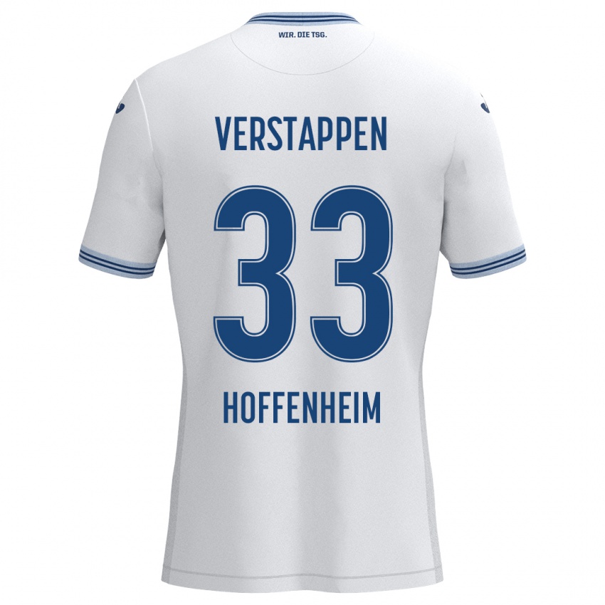 Niño Camiseta Eric Verstappen #33 Blanco Azul 2ª Equipación 2024/25 La Camisa Chile