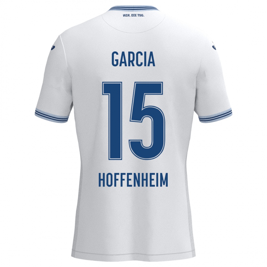 Niño Camiseta Marta Cazalla Garcia #15 Blanco Azul 2ª Equipación 2024/25 La Camisa Chile