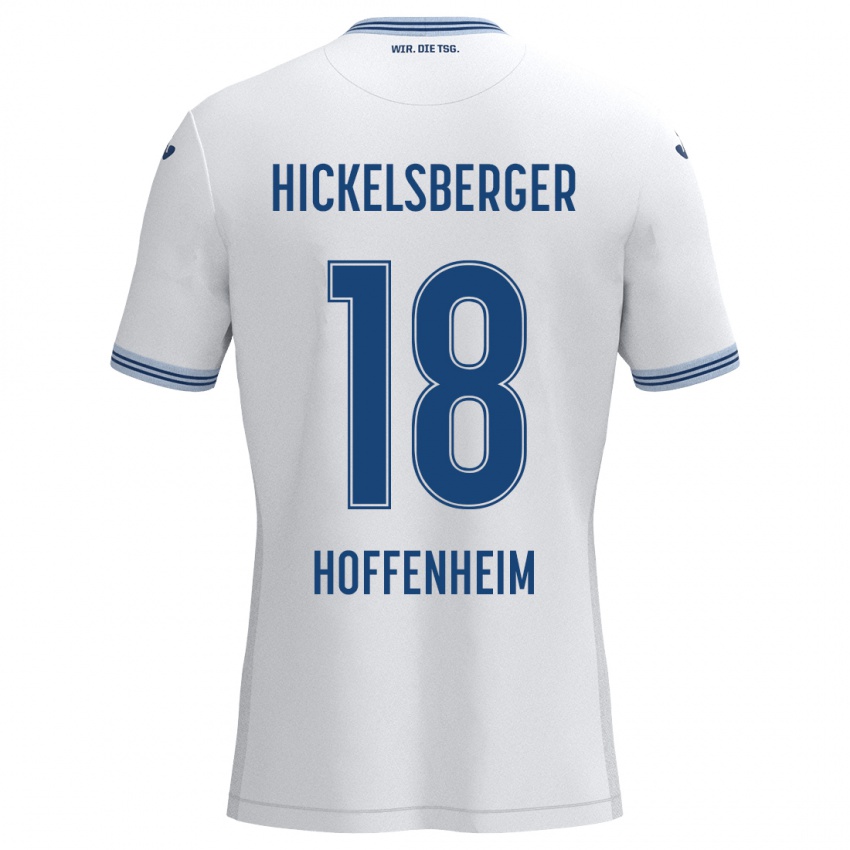 Niño Camiseta Julia Hickelsberger #18 Blanco Azul 2ª Equipación 2024/25 La Camisa Chile