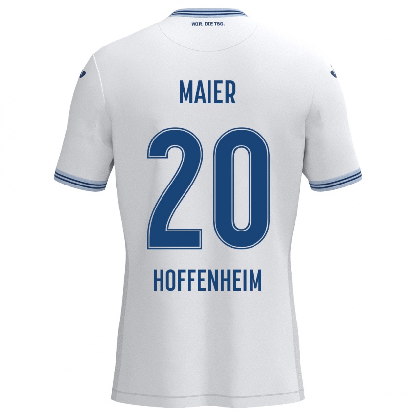 Niño Camiseta Leonie Maier #20 Blanco Azul 2ª Equipación 2024/25 La Camisa Chile