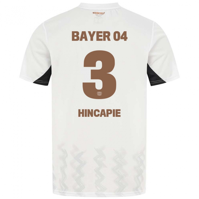 Niño Camiseta Piero Hincapié #3 Blanco Negro 2ª Equipación 2024/25 La Camisa Chile