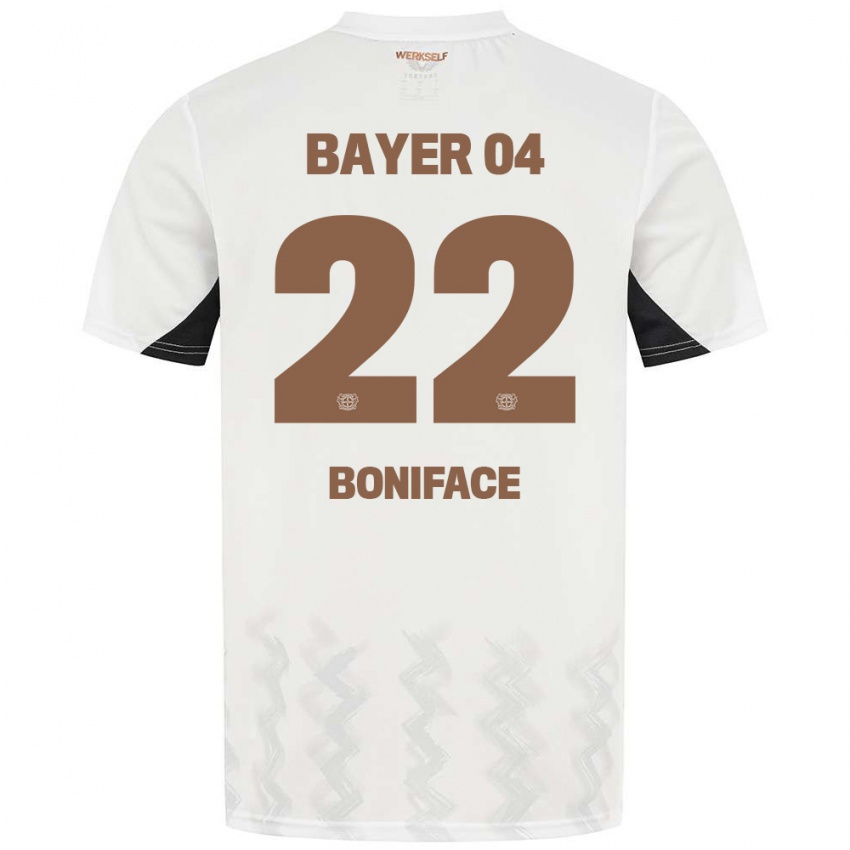 Niño Camiseta Victor Boniface #22 Blanco Negro 2ª Equipación 2024/25 La Camisa Chile