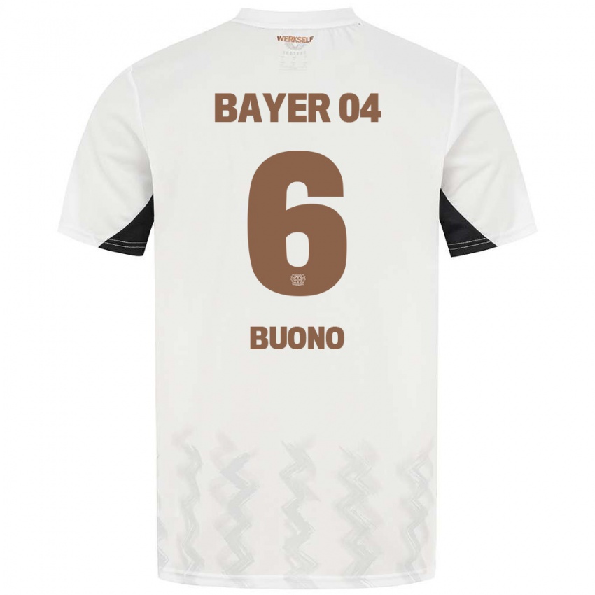 Niño Camiseta Francesco Buono #6 Blanco Negro 2ª Equipación 2024/25 La Camisa Chile