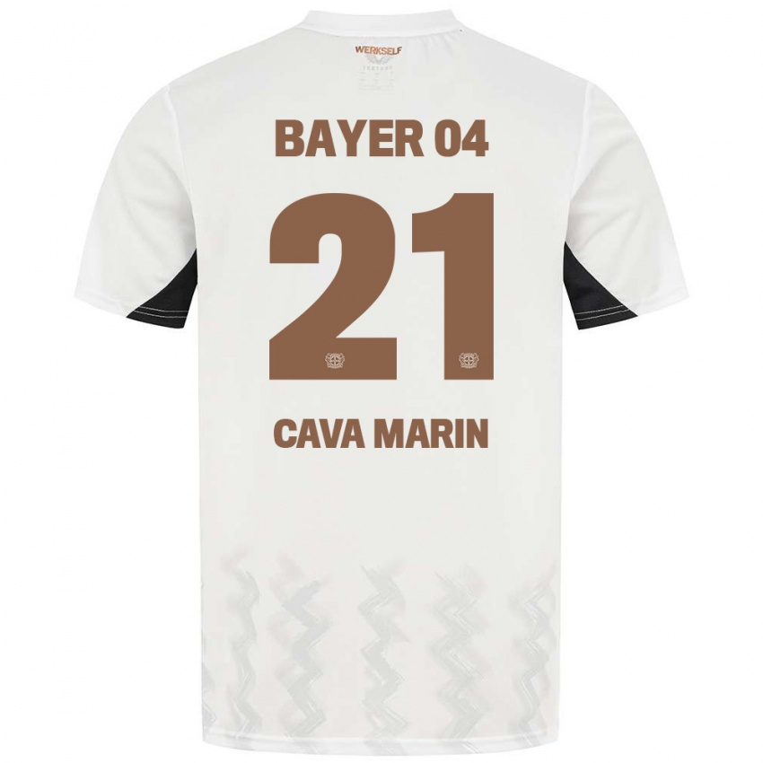 Niño Camiseta Sofia Cava Marin #21 Blanco Negro 2ª Equipación 2024/25 La Camisa Chile