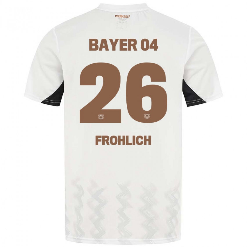 Niño Camiseta Clara Fröhlich #26 Blanco Negro 2ª Equipación 2024/25 La Camisa Chile