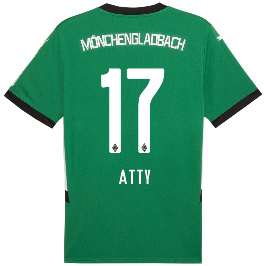 Niño Camiseta Yassir Atty #17 Verde Blanco 2ª Equipación 2024/25 La Camisa Chile