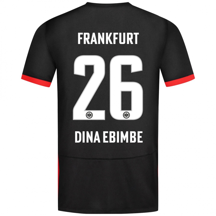 Niño Camiseta Junior Dina Ebimbe #26 Negro 2ª Equipación 2024/25 La Camisa Chile