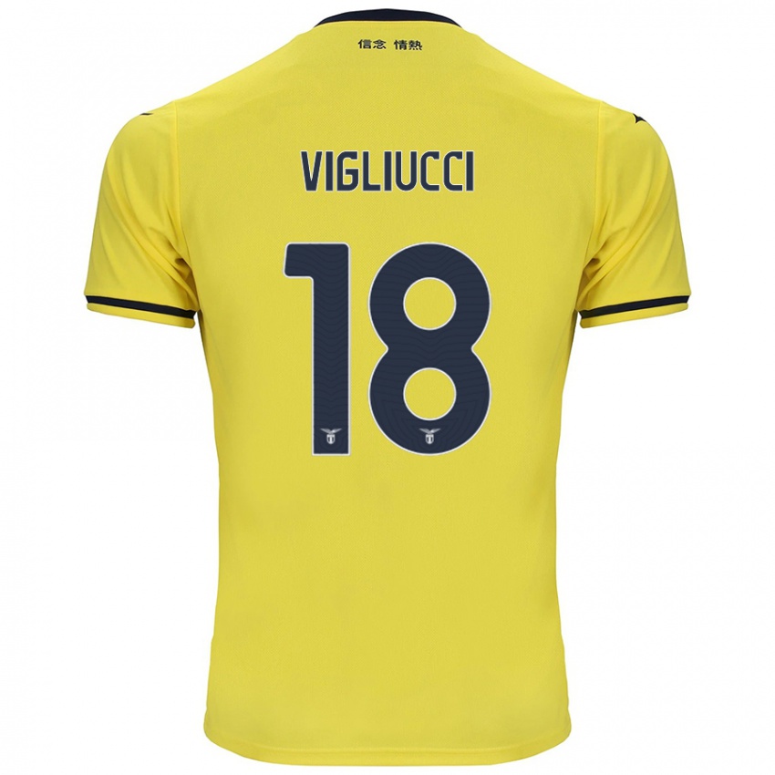 Niño Camiseta Chiara Vigliucci #18 Amarillo 2ª Equipación 2024/25 La Camisa Chile