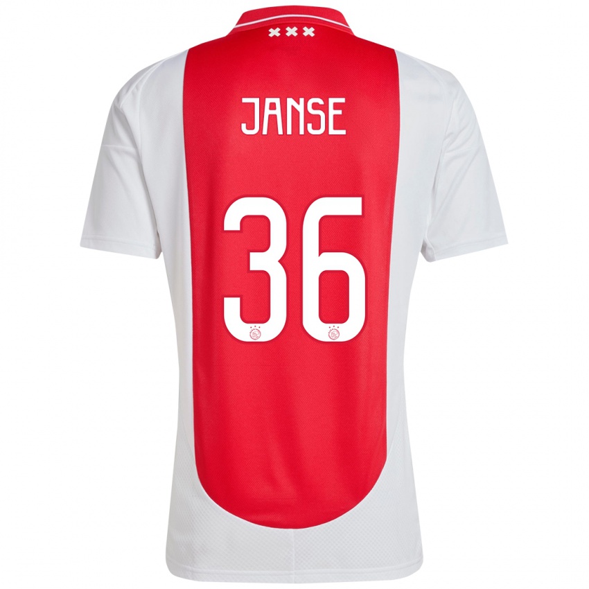 Hombre Camiseta Dies Janse #36 Rojo Blanco 1ª Equipación 2024/25 La Camisa Chile