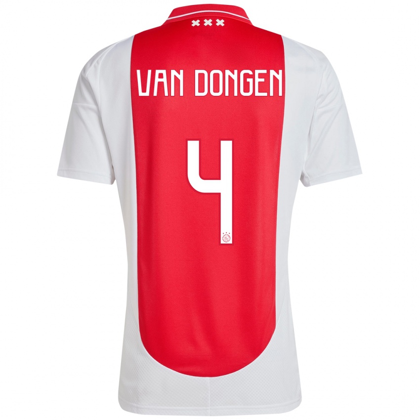 Hombre Camiseta Bram Van Dongen #4 Rojo Blanco 1ª Equipación 2024/25 La Camisa Chile