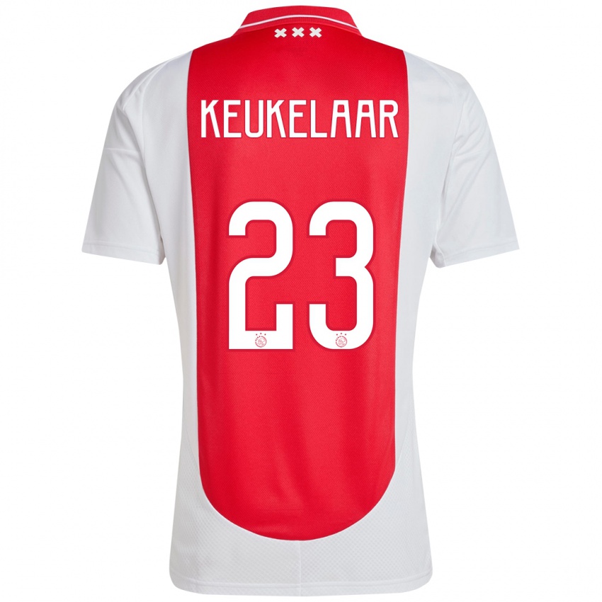 Hombre Camiseta Lotte Keukelaar #23 Rojo Blanco 1ª Equipación 2024/25 La Camisa Chile