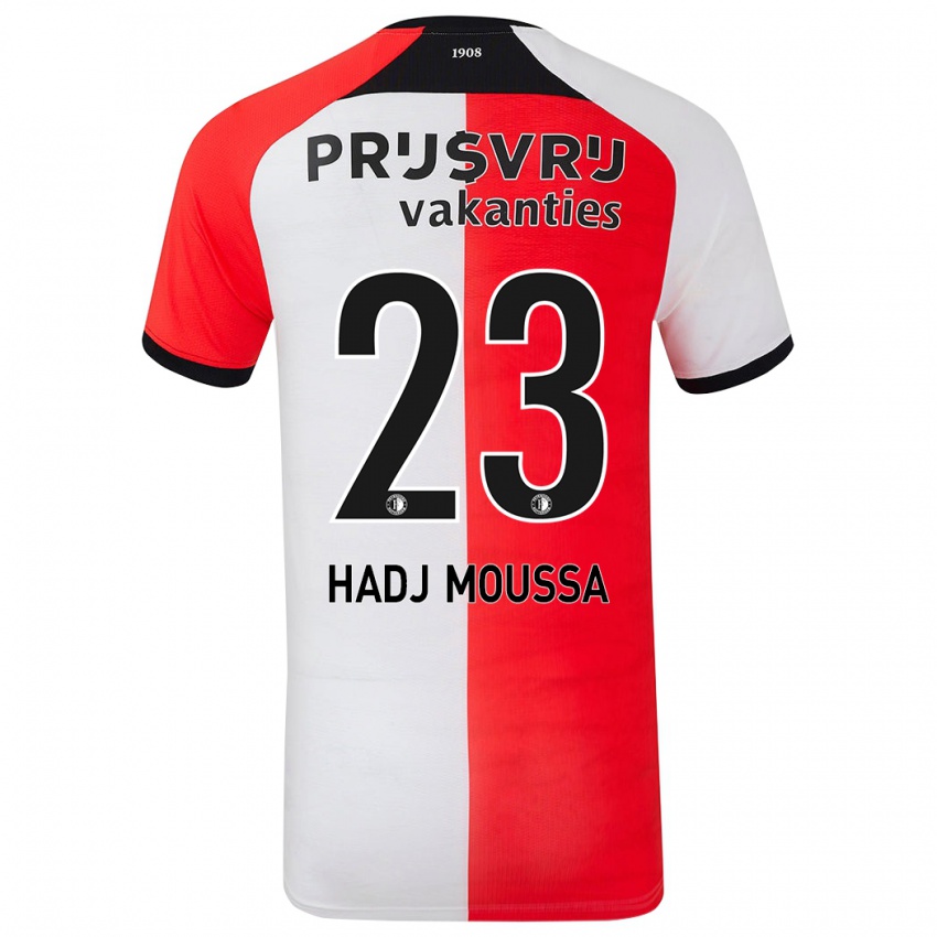 Hombre Camiseta Anis Hadj Moussa #23 Rojo Blanco 1ª Equipación 2024/25 La Camisa Chile