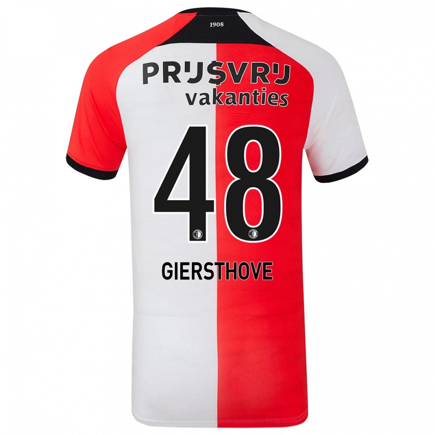 Hombre Camiseta Djomar Giersthove #48 Rojo Blanco 1ª Equipación 2024/25 La Camisa Chile