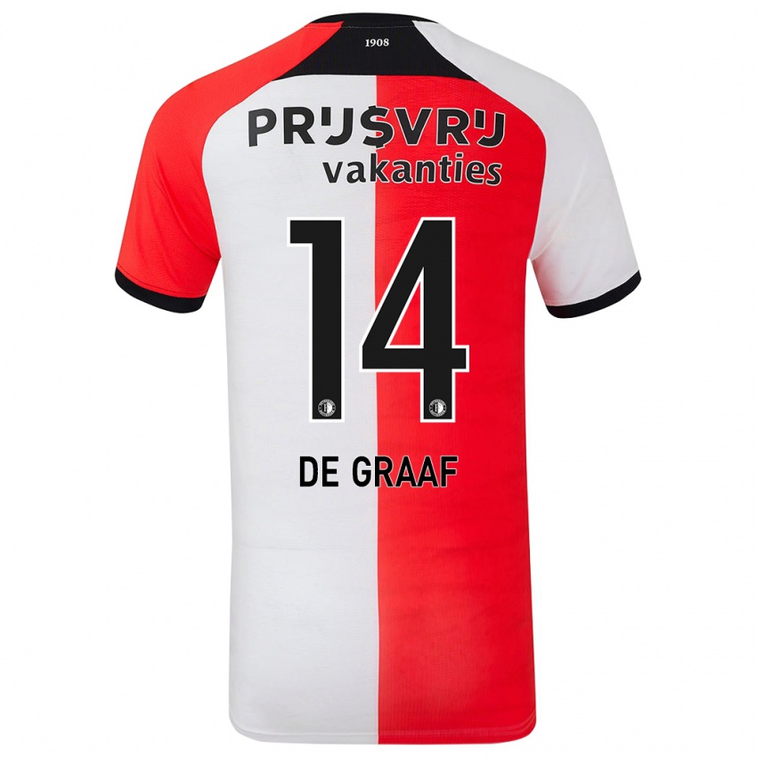 Hombre Camiseta Esmee De Graaf #14 Rojo Blanco 1ª Equipación 2024/25 La Camisa Chile